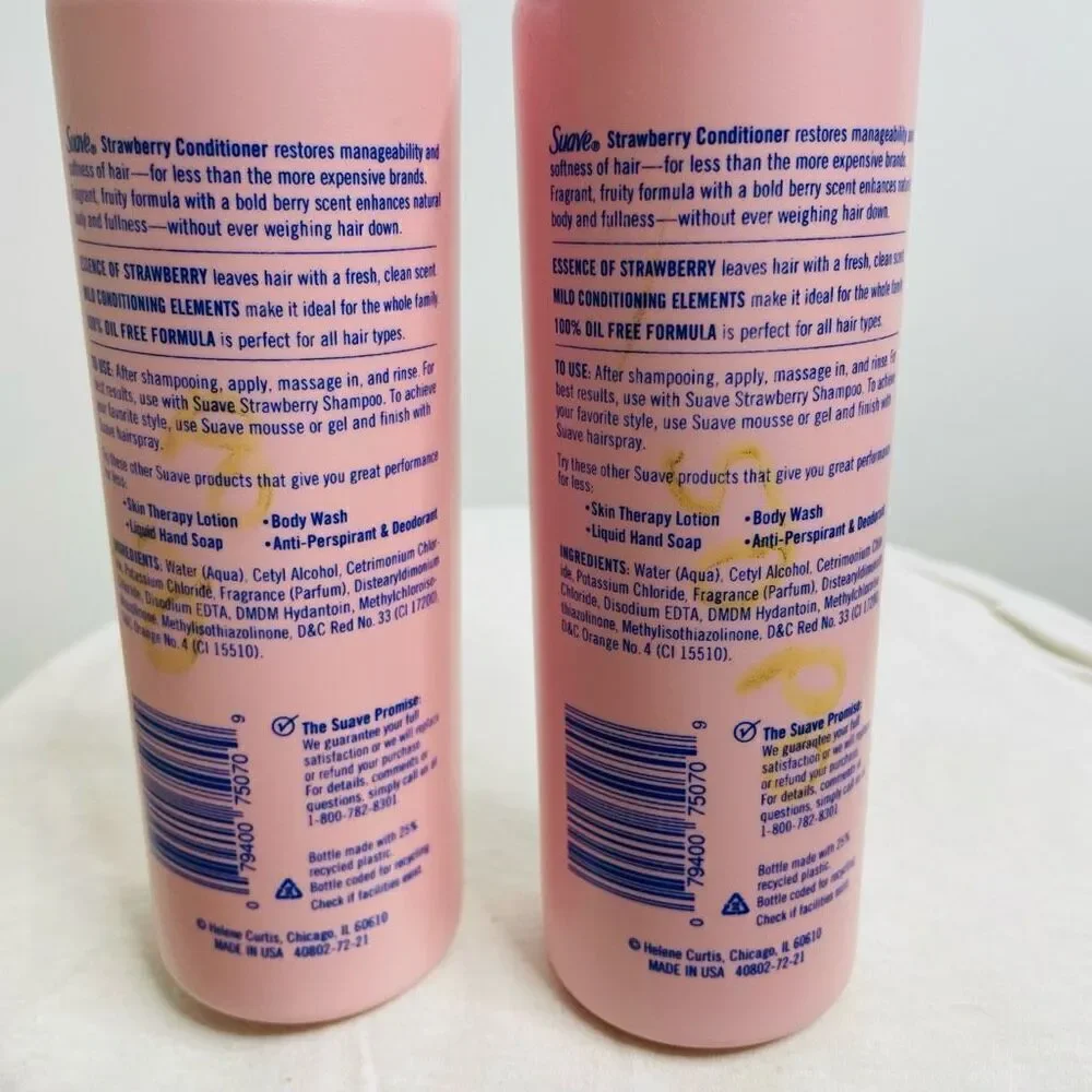 New Suave Strawberry Conditioner Vintage Full Bottle 15‎ fl oz Prop Rare Set 2